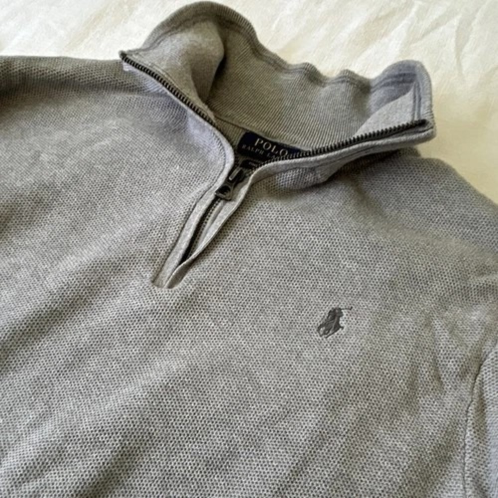 U.S. Polo Assn. Sweater Quarter Zip Pullover Mock Neck Mens 3XLT Gray Big & Tall